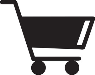 Black shopping cart icon trolley basket silhouette vector, black and white silhouette vector illustration