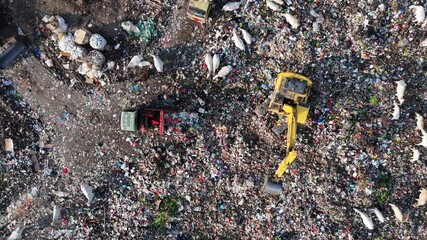 Aerial Perspective of Waste Management Operations at Landfill - Powered by Adobe