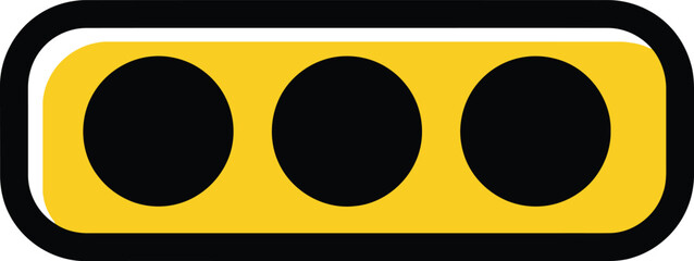 Simple yellow traffic light with three black circles