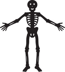 Black skeleton silhouette vector, black and white silhouette vector illustration
