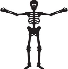 Black skeleton silhouette vector, black and white silhouette vector illustration