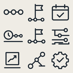 timeline setup icon set vector 