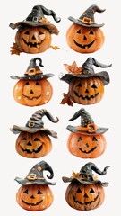 Fototapeta premium Halloween witch pumpkin design element set