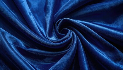 Fototapeta premium Swirling Deep Blue Velvet Fabric with Shimmering Sparkles Texture Rich Swirl Pattern