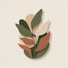 Minimalist Organic Vector Illustration with Earth Tone Colors and Abstract Plant Shapes
