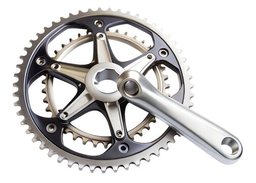 Bicycle Crankset with Chainrings and Crank Arm bike isolated on a transparent background