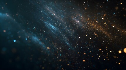 Fototapeta premium Cosmic dust and light streaks in deep space, abstract galaxy background with glowing particles