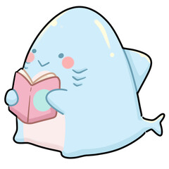 Cartoon Shark Reading Book
