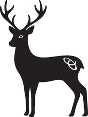 Majestic stag deer silhouette standing tall deer black vector, black and white silhouette vector illustration