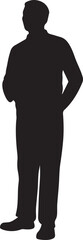 Man standing full body silhouette vector, black and white silhouette vector illustration
