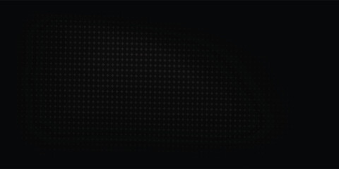 Monochrome gradient halftone dots background. Vector illustration. Abstract small grunge dots on black background