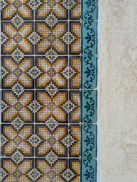 Lisbon Azulejos Tiles and Stone Textures on walls of houses in Portugal