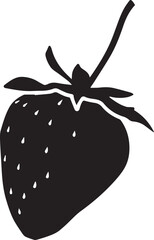 strawberry fruit silhouette vector, black and white silhouette vector illustration