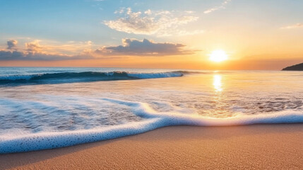 Obraz premium wave and sunset on a background a sea