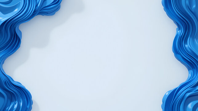 Blue wavy shapes on a light background. 3d rendering background. - Powered by Adobe
