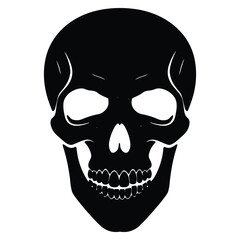 Fototapeta premium Black Skull Illustration on White Background Symbol of Mortality and Danger