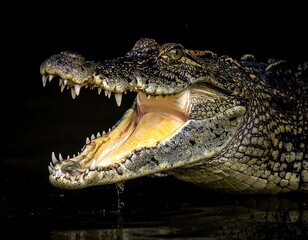 Fototapeta premium Close-up of a crocodile's head, open mouth