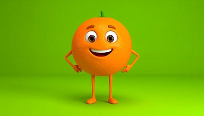 Obraz premium Cartoon orange with a happy face