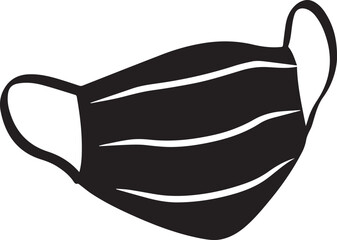 Surgical mask silhouette vector, black and white silhouette vector illustration