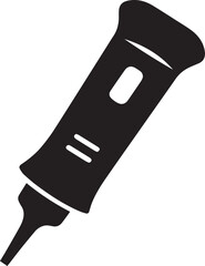 syringe medical instrument injection needle silhouette vector, black and white silhouette vector illustration