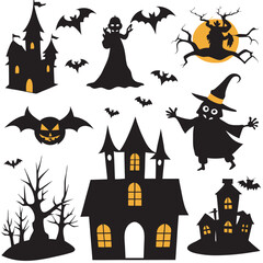 Spooky Halloween Silhouettes Festive Vector Art Collection
