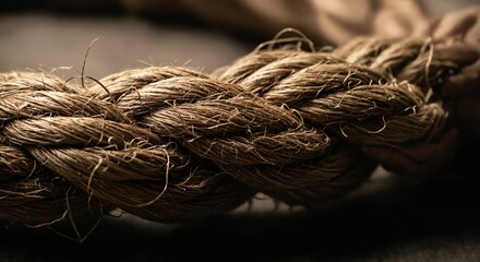 Close-Up of Strong Natural Rope – Twisted Fibers and Durable Texture.