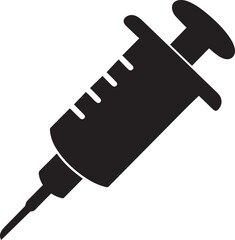 syringe medical instrument injection needle silhouette vector, black and white silhouette vector illustration