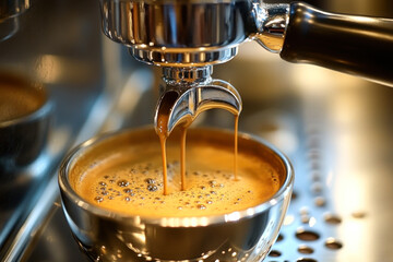 coffee machine brewing two cups of coffee.