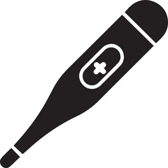 Black digital thermometer with display medical health silhouette vector, black and white silhouette vector illustration