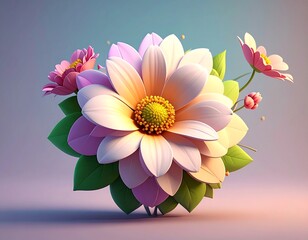 3D floral arrangement in pastel colors