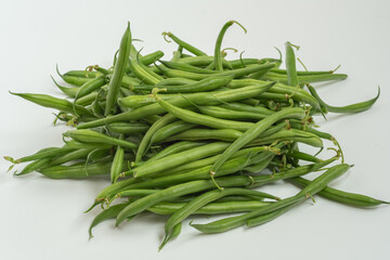 green beans on white background