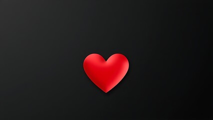 An abstract red heart shape on a matte black background, emphasizing minimalist design with negative space.
