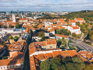 Aerial View of Vilnius Old Town with Old Buildings, Lithuania