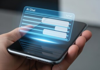 Futuristic AI Chat Interface Display