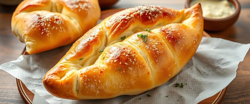 Khachapuri, a boat-shaped cheese bread baked to golden perfection, national dish, golden