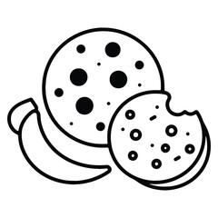 Delicious cookies with banana vector illustration for diet and sweets