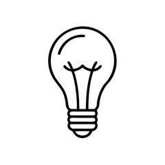 Simple continuous line drawing of an electric light bulb icon  