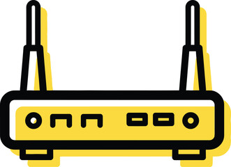 Modern wireless router with dual antennas and multiple ports