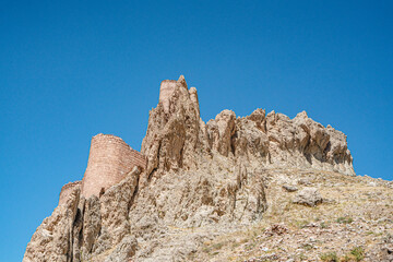 The scenic view of the Doğubayazıt Castle, located 7 km from the city center, is situated on a...