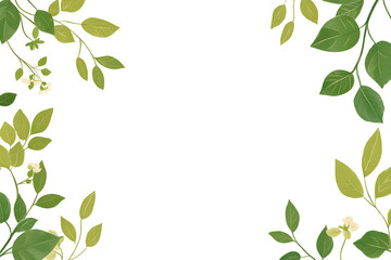 Fototapeta premium Green leaf composition frame, watercolor nature-inspired foliage border, botanical decorative arrangement for invitation, card, eco design and fresh background