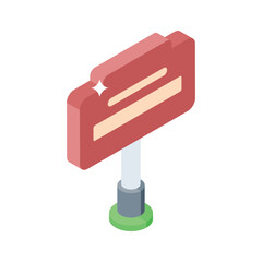 Well crafted isometric icon of a wooden signboard