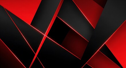 Abstract Red and Black Geometric Design with Sharp Edges.