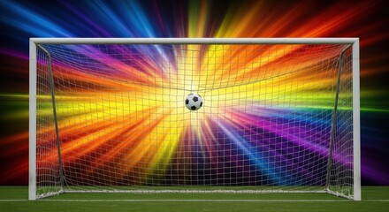 Spectacular Rainbow Explosion Behind Soccer Goal Captures A Flying Ball