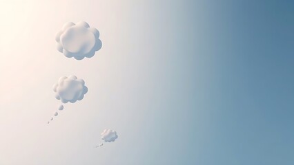 Abstract thought bubbles floating against a gradient sky, representing ideas and creativity.
