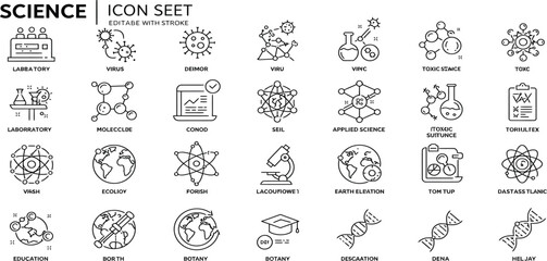 Science icons representing various disciplines vector. eps, jpg, icons vector. on transparent background