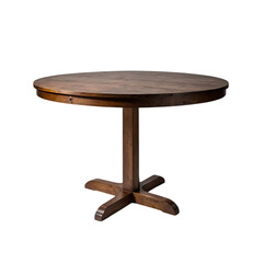 Round wooden table isolated on transparent background for dining room