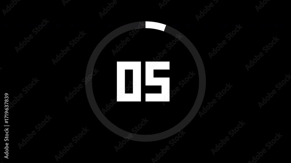 Poster count-up 90 seconds timer animation featuring a clean circular design. black and white color palette