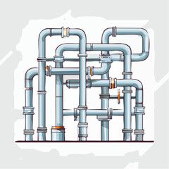 Complex Network of Interconnected Pipes and Valves