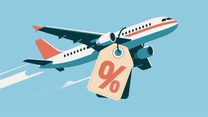 Illustration Of An Airplane Carrying A Large Price Tag Vector Design Template