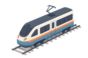 Modern train on railway tracks with a clean design